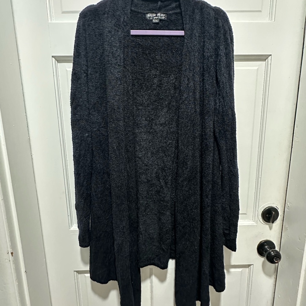 Barefoot Dreams Black Bamboo Chic Lite Cardigan L/XL EUC - Picture 2 of 4